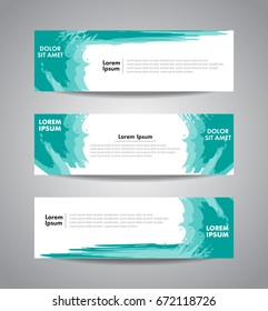 Set of abstract turquoise wavy banners. Use for web site, ad, etc. Vector illustration.