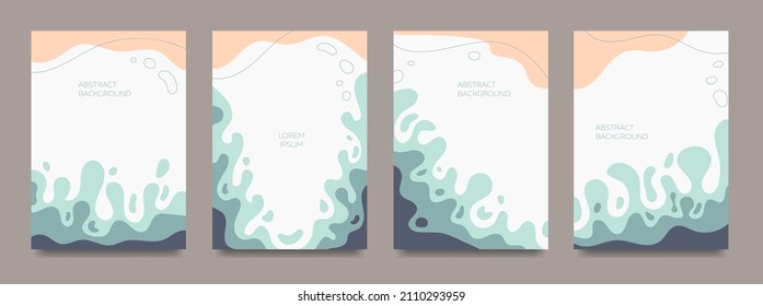 Conjunto de antecedentes abstractos y submarinos con manchas. Para membretes, pancartas, folletos, folletos. Vector.