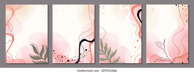 A set of abstract universal background templates. Vector illustration. Doodle style. It is well suited for a cover, invitation, brochure, poster, postcard, flyer and other things.