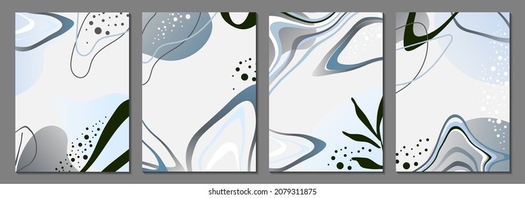 A set of abstract universal background templates. Vector illustration. Doodle style. It is well suited for a cover, invitation, brochure, poster, postcard, flyer and other things.