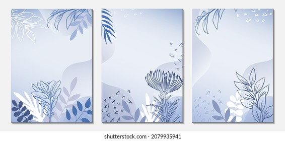 A set of abstract universal background templates. Vector illustration. Doodle style. It is well suited for a cover, invitation, brochure, poster, postcard, flyer and other things.