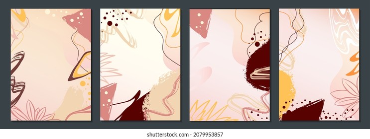A set of abstract universal background templates. Vector illustration. Doodle style. It is well suited for a cover, invitation, brochure, poster, postcard, flyer and other things.