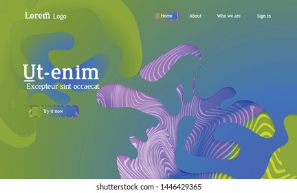 Set of abstract universal flyer templates with simple wavy shapes and cut paper with shadow over striped background. Social media web banner. Bright colored isolated.