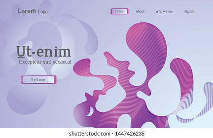 Set of abstract universal flyer templates with simple wavy shapes and cut paper with shadow over striped background. Social media web banner. Bright colored isolated.