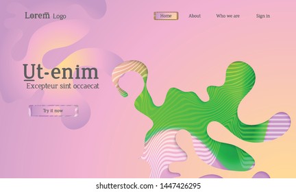 Set of abstract universal flyer templates with simple wavy shapes and cut paper with shadow over striped background. Social media web banner. Bright colored isolated.