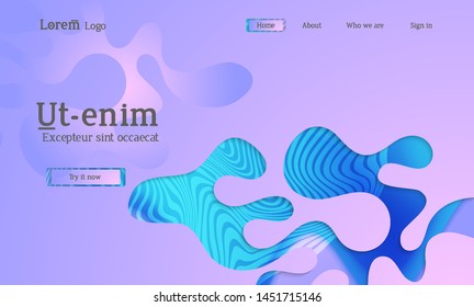Set of abstract universal flyer templates with simple wavy shapes and cut paper with shadow over striped background. Social media web banner. Bright colored isolated.