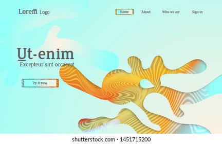 Set of abstract universal flyer templates with simple wavy shapes and cut paper with shadow over striped background. Social media web banner. Bright colored isolated.