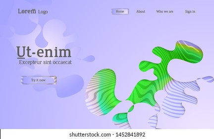 Set of abstract universal flyer templates with simple wavy shapes and cut paper with shadow over striped background. Social media web banner. Bright colored isolated.