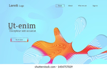 Set of abstract universal flyer templates with simple wavy shapes and cut paper with shadow over striped background. Social media web banner. Bright colored isolated.