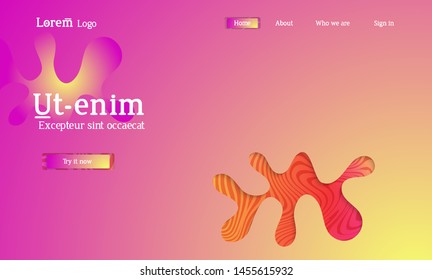 Set of abstract universal flyer templates with simple wavy shapes and cut paper with shadow over striped background. Social media web banner. Bright colored isolated.