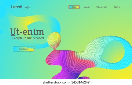 Set of abstract universal flyer templates with simple wavy shapes and cut paper with shadow over striped background. Social media web banner. Bright colored isolated.