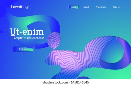 Set of abstract universal flyer templates with simple wavy shapes and cut paper with shadow over striped background. Social media web banner. Bright colored isolated.