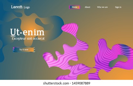 Set of abstract universal flyer templates with simple wavy shapes and cut paper with shadow over striped background. Social media web banner. Bright colored isolated.