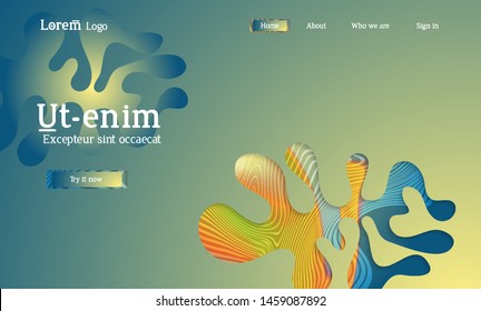 Set of abstract universal flyer templates with simple wavy shapes and cut paper with shadow over striped background. Social media web banner. Bright colored isolated.