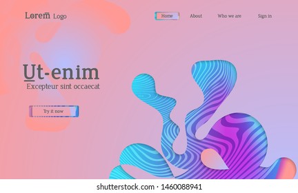 Set of abstract universal flyer templates with simple wavy shapes and cut paper with shadow over striped background. Social media web banner. Bright colored isolated.