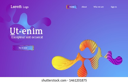 Set of abstract universal flyer templates with simple wavy shapes and cut paper with shadow over striped background. Social media web banner. Bright colored isolated.