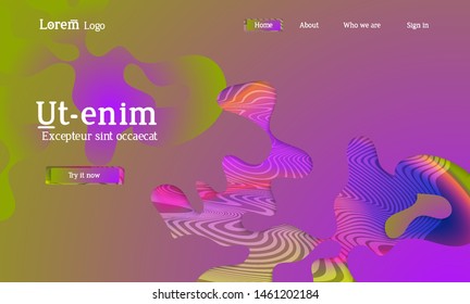 Set of abstract universal flyer templates with simple wavy shapes and cut paper with shadow over striped background. Social media web banner. Bright colored isolated.
