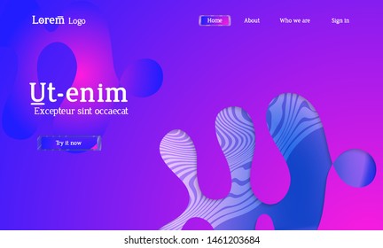 Set of abstract universal flyer templates with simple wavy shapes and cut paper with shadow over striped background. Social media web banner. Bright colored isolated.
