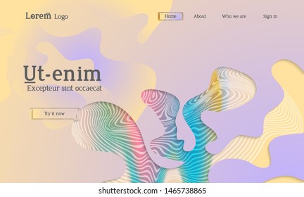 Set of abstract universal flyer templates with simple wavy shapes and cut paper with shadow over striped background. Social media web banner. Bright colored isolated.