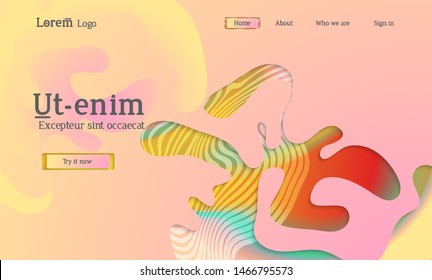 Set of abstract universal flyer templates with simple wavy shapes and cut paper with shadow over striped background. Social media web banner. Bright colored isolated.