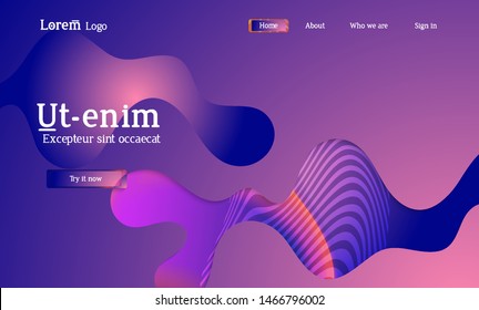 Set of abstract universal flyer templates with simple wavy shapes and cut paper with shadow over striped background. Social media web banner. Bright colored isolated.