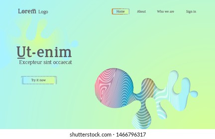 Set of abstract universal flyer templates with simple wavy shapes and cut paper with shadow over striped background. Social media web banner. Bright colored isolated.