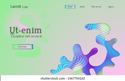 Set of abstract universal flyer templates with simple wavy shapes and cut paper with shadow over striped background. Social media web banner. Bright colored isolated.