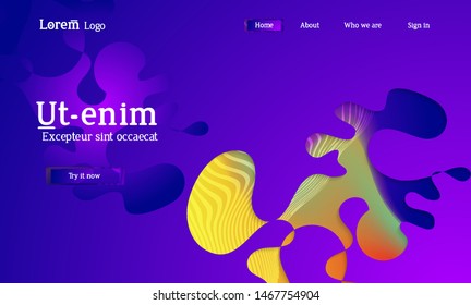 Set of abstract universal flyer templates with simple wavy shapes and cut paper with shadow over striped background. Social media web banner. Bright colored isolated.