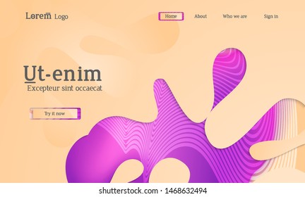 Set of abstract universal flyer templates with simple wavy shapes and cut paper with shadow over striped background. Social media web banner. Bright colored isolated.
