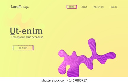 Set of abstract universal flyer templates with simple wavy shapes and cut paper with shadow over striped background. Social media web banner. Bright colored isolated.