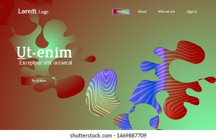 Set of abstract universal flyer templates with simple wavy shapes and cut paper with shadow over striped background. Social media web banner. Bright colored isolated.