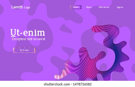 Set of abstract universal flyer templates with simple wavy shapes and cut paper with shadow over striped background. Social media web banner. Bright colored isolated.