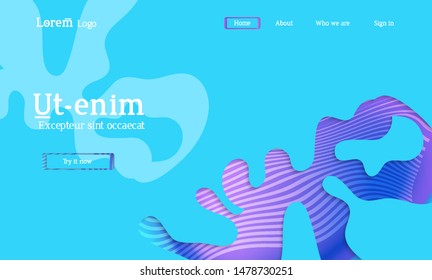 Set of abstract universal flyer templates with simple wavy shapes and cut paper with shadow over striped background. Social media web banner. Bright colored isolated.
