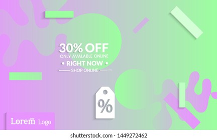 Set of abstract universal landing page template with simple wavy gradient and  cut paper with realistic shadow. Social media web banner with 3D paper cut out geometric shapes