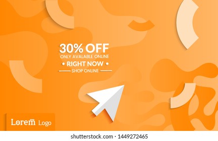 Set of abstract universal landing page template with simple wavy gradient and  cut paper with realistic shadow. Social media web banner with 3D paper cut out geometric shapes