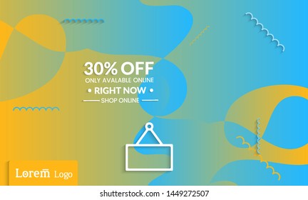 Set of abstract universal landing page template with simple wavy gradient and  cut paper with realistic shadow. Social media web banner with 3D paper cut out geometric shapes