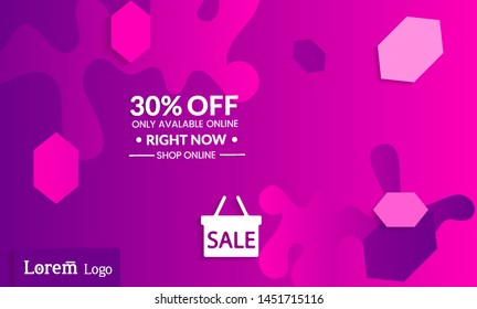 Set of abstract universal landing page template with simple wavy gradient and  cut paper with realistic shadow. Social media web banner with 3D paper cut out geometric shapes