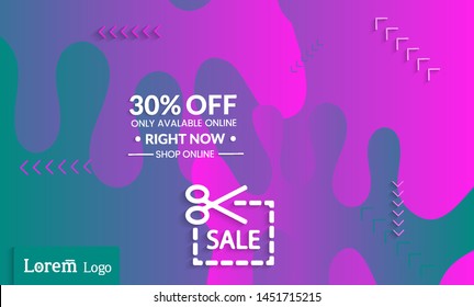 Set of abstract universal landing page template with simple wavy gradient and  cut paper with realistic shadow. Social media web banner with 3D paper cut out geometric shapes