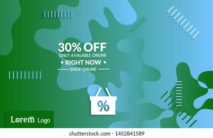 Set of abstract universal landing page template with simple wavy gradient and  cut paper with realistic shadow. Social media web banner with 3D paper cut out geometric shapes