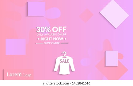 Set of abstract universal landing page template with simple wavy gradient and  cut paper with realistic shadow. Social media web banner with 3D paper cut out geometric shapes