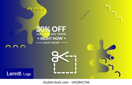Set of abstract universal landing page template with simple wavy gradient and  cut paper with realistic shadow. Social media web banner with 3D paper cut out geometric shapes