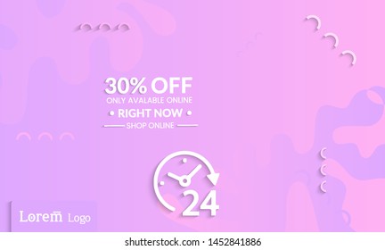 Set of abstract universal landing page template with simple wavy gradient and  cut paper with realistic shadow. Social media web banner with 3D paper cut out geometric shapes