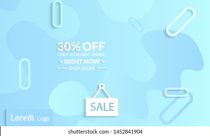 Set of abstract universal landing page template with simple wavy gradient and  cut paper with realistic shadow. Social media web banner with 3D paper cut out geometric shapes