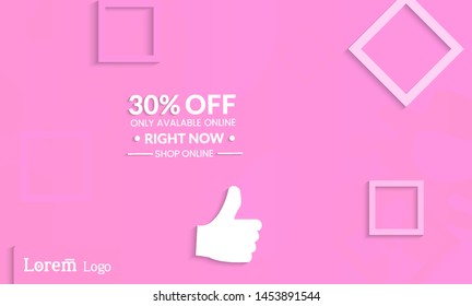 Set of abstract universal landing page template with simple wavy gradient and  cut paper with realistic shadow. Social media web banner with 3D paper cut out geometric shapes