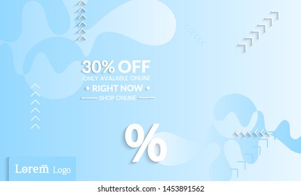 Set of abstract universal landing page template with simple wavy gradient and  cut paper with realistic shadow. Social media web banner with 3D paper cut out geometric shapes