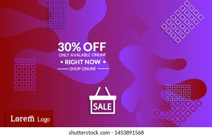 Set of abstract universal landing page template with simple wavy gradient and  cut paper with realistic shadow. Social media web banner with 3D paper cut out geometric shapes