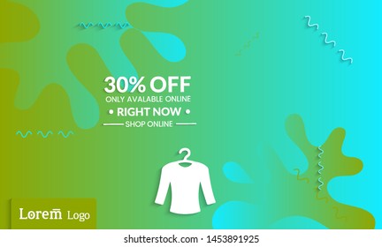 Set of abstract universal landing page template with simple wavy gradient and  cut paper with realistic shadow. Social media web banner with 3D paper cut out geometric shapes