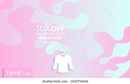 Set of abstract universal landing page template with simple wavy gradient and  cut paper with realistic shadow. Social media web banner with 3D paper cut out geometric shapes