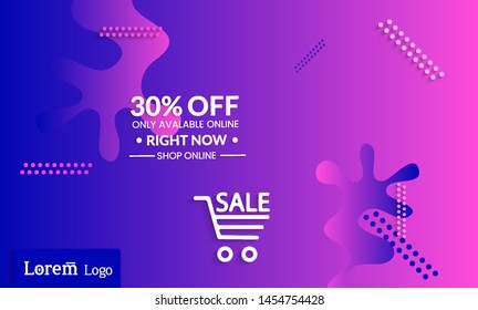Set of abstract universal landing page template with simple wavy gradient and  cut paper with realistic shadow. Social media web banner with 3D paper cut out geometric shapes