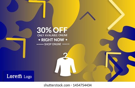Set of abstract universal landing page template with simple wavy gradient and  cut paper with realistic shadow. Social media web banner with 3D paper cut out geometric shapes